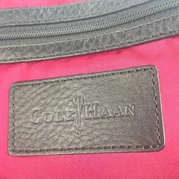 COLE HAAN Satchel Crossbody Bag Color Black Silver Tone Hardware Removable strap - Picture 14 of 16